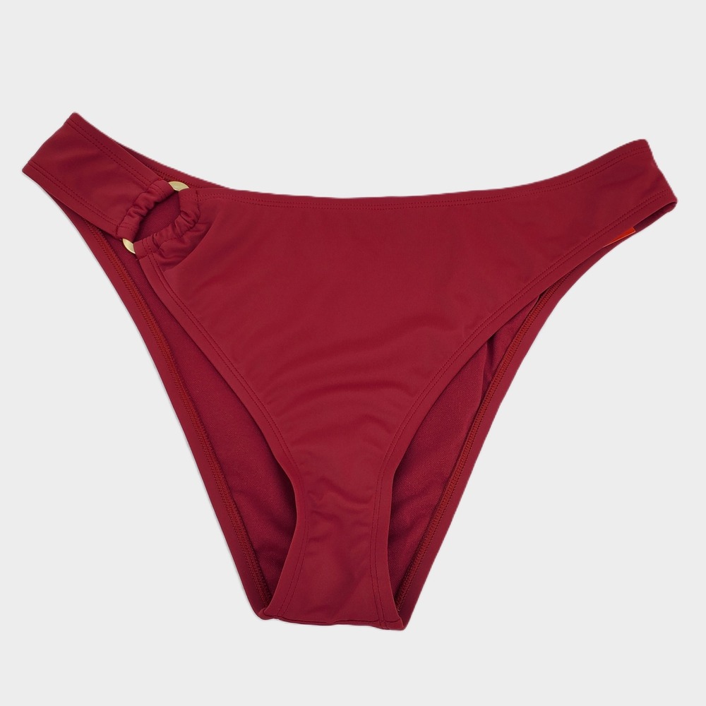 Sofia by Sofia Vergara Ring Side Cheeky Mid Rise Bikini Bottom Large 12-14 Red